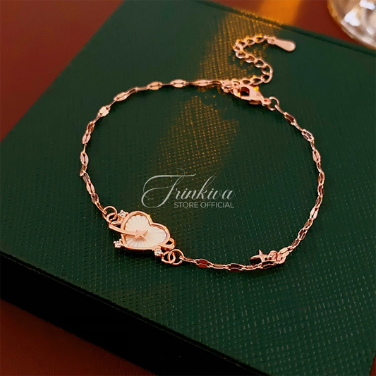 Sweet Heart Pearl Pendant Bracelet