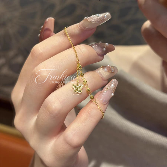 18k Gold Butterfly Fairy Tassel Bracelet