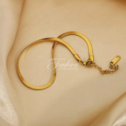 Gold Flat Snake Bone Anklet