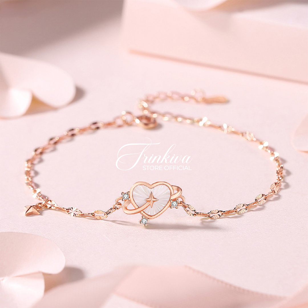 Sweet Heart Pearl Pendant Bracelet