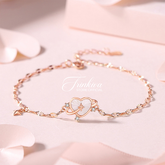 Sweet Heart Pearl Pendant Bracelet