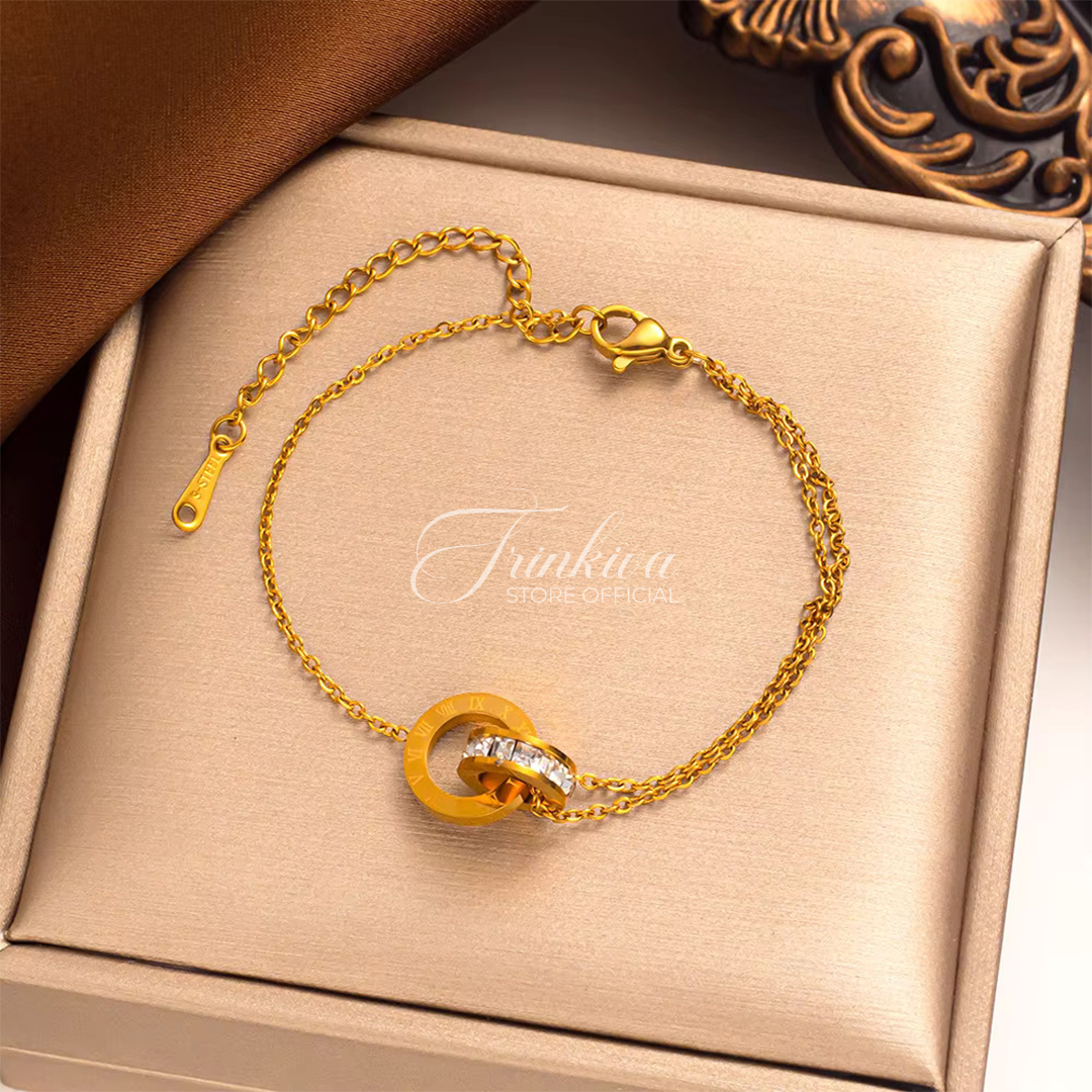 Roman Numeral & Cross Zircon Bracelet
