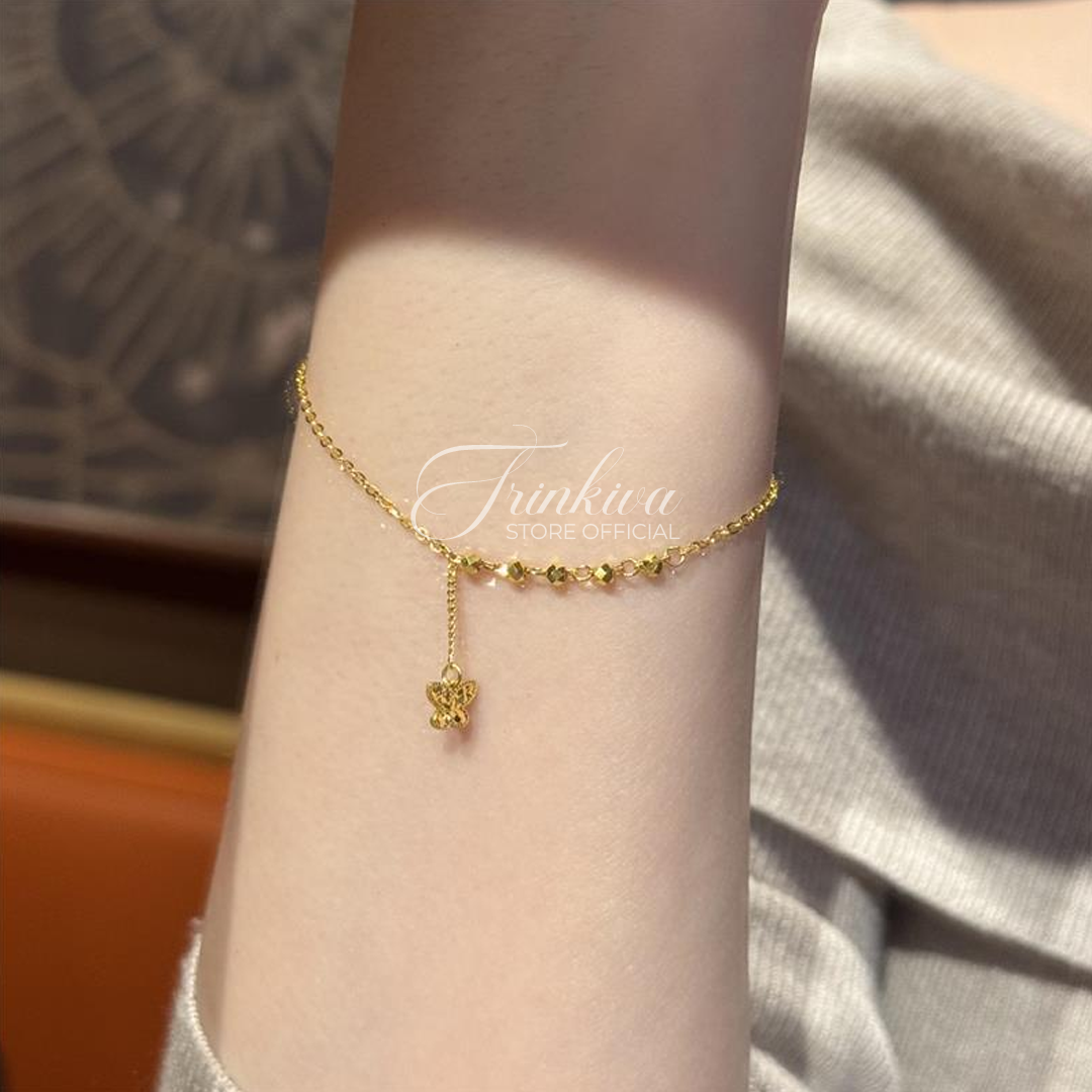 18k Gold Butterfly Fairy Tassel Bracelet