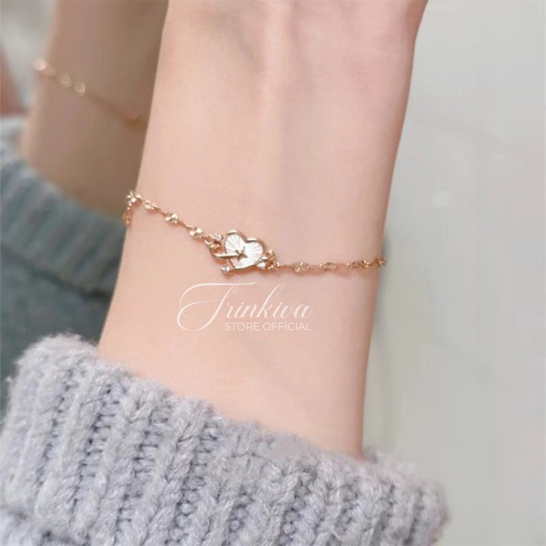 Sweet Heart Pearl Pendant Bracelet